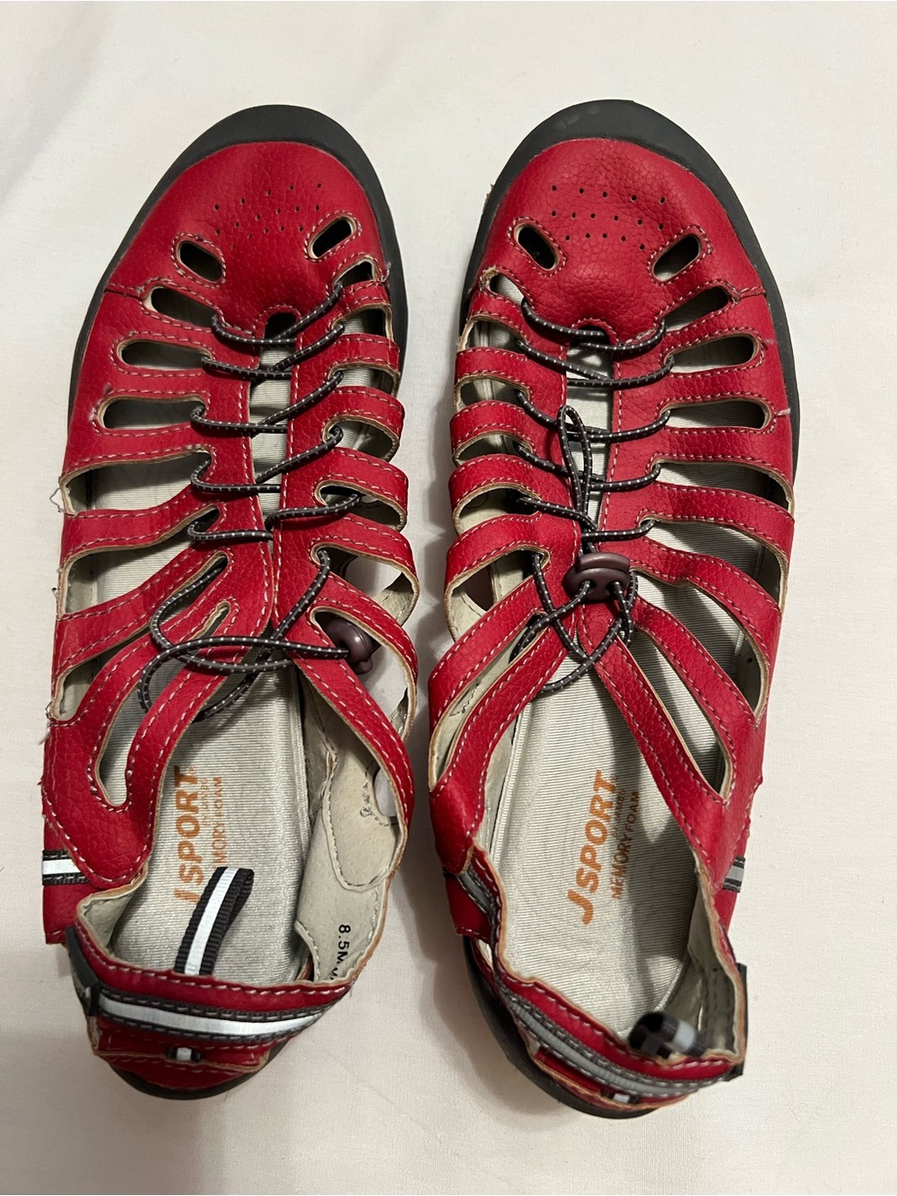 Women's Red Leather j sport Casual Sandals
